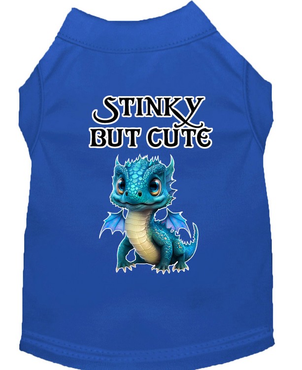 Stinky but Cute Dragon Screen Print Dog Shirt Blue Sm (10)